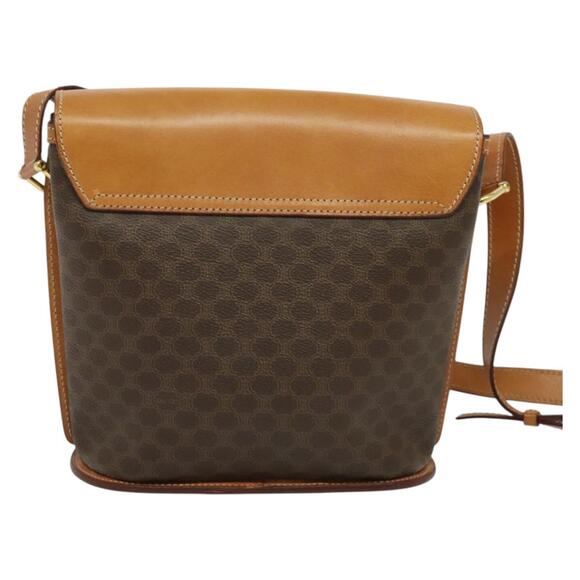 CELINE Macadam Canvas Shoulder Bag Pvc Leather Brown Gold - Picture 3 of 13